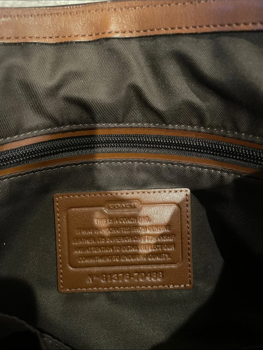 Coach Tan Brown Leather Messenger Bag with Dark Brown Strap